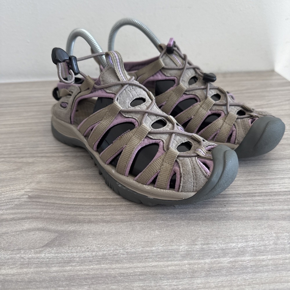 KEEN Whisper Womens  Size 9 Tan Gray Purple Bungee Sport Outdoor Shoes Sandals - Picture 5 of 11